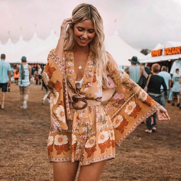 Spell Other - Spell & the Gypsy Collective Wild Bloom Kimono, Mustard, S/M, NWT